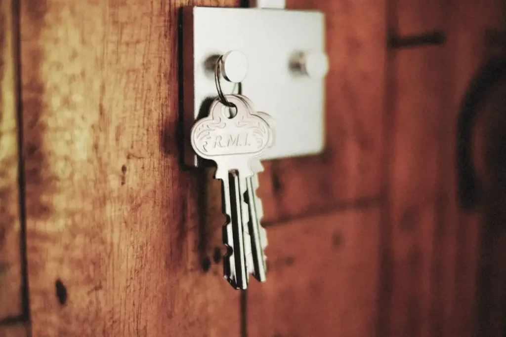 Key in the lock of a timber door – testing a new door lock after you replace it, how to replace a door lock in Bournemouth with HD Locksmiths Bournemouth