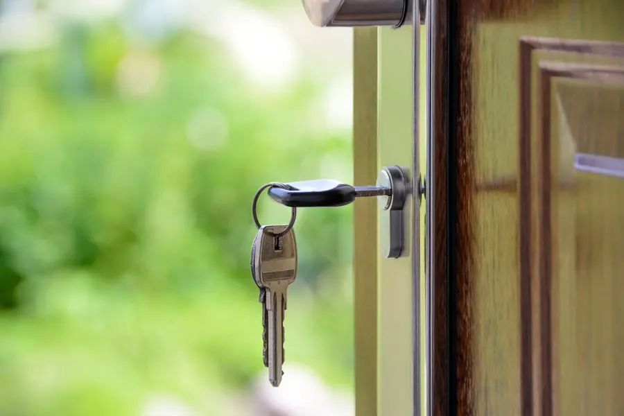 Key left in the lock of an open front door