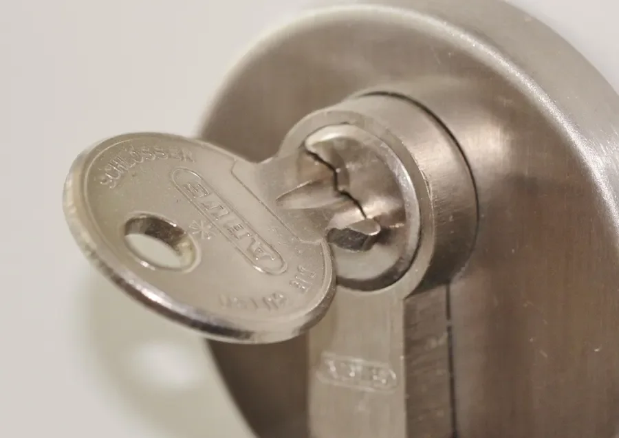 Key inserted in a door lock cylinder – when the key turns but your uPVC door won't open in Bournemouth, Locksmith Bournemouth guide